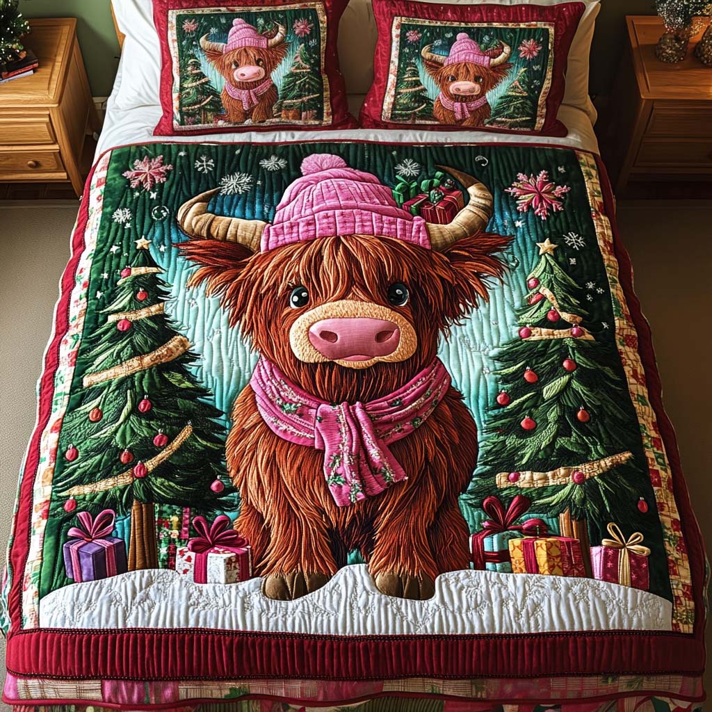 Winter Companion Quilted Bedding Set Best Gifts For Cow Lovers Winter Companion Quilted Bedding Set Best Gifts For Cow Lovers