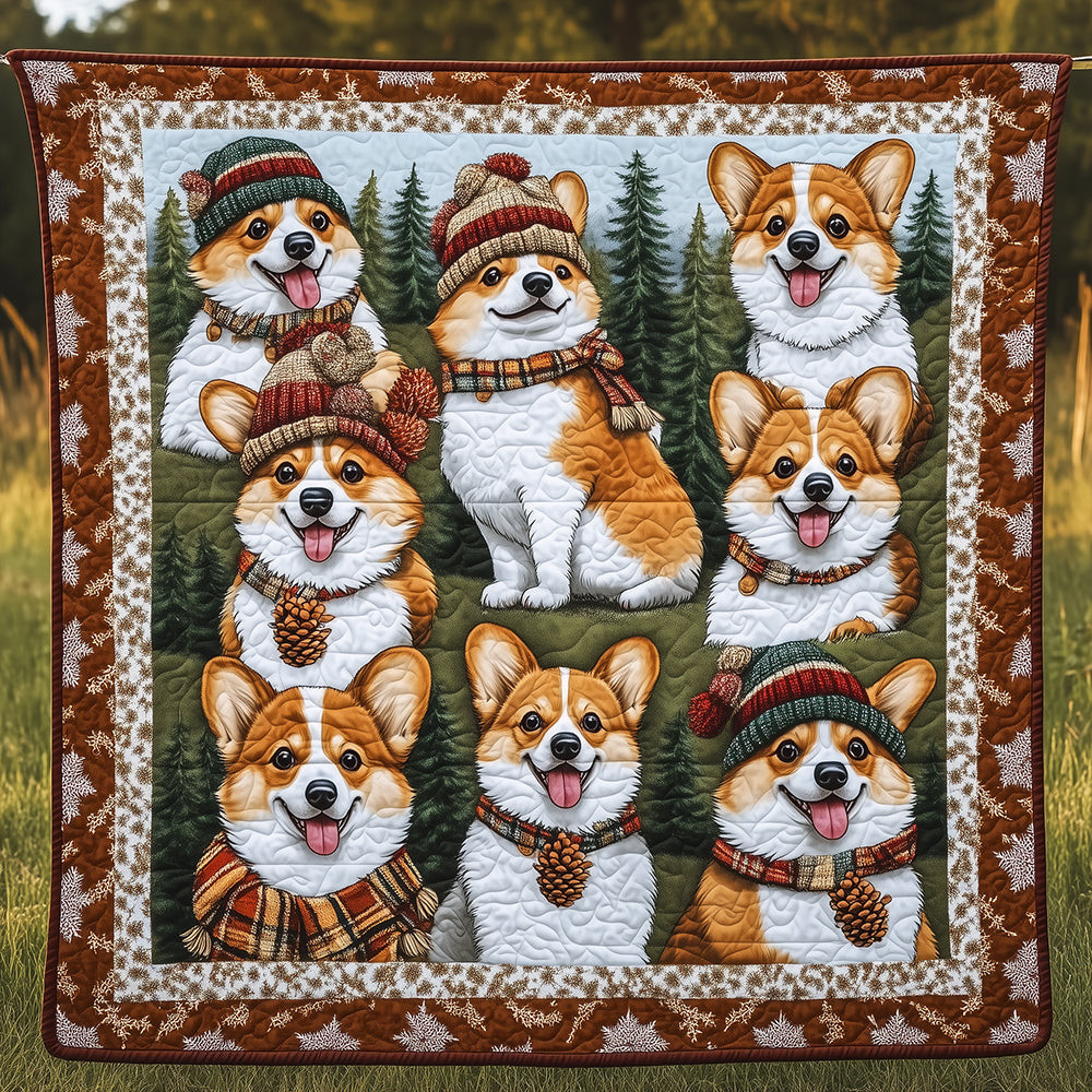 Winter Corgi Quilted Blanket From Sofa to Bed, a Blanket That Does It All Winter Corgi Quilted Blanket From Sofa to Bed, a Blanket That Does It All