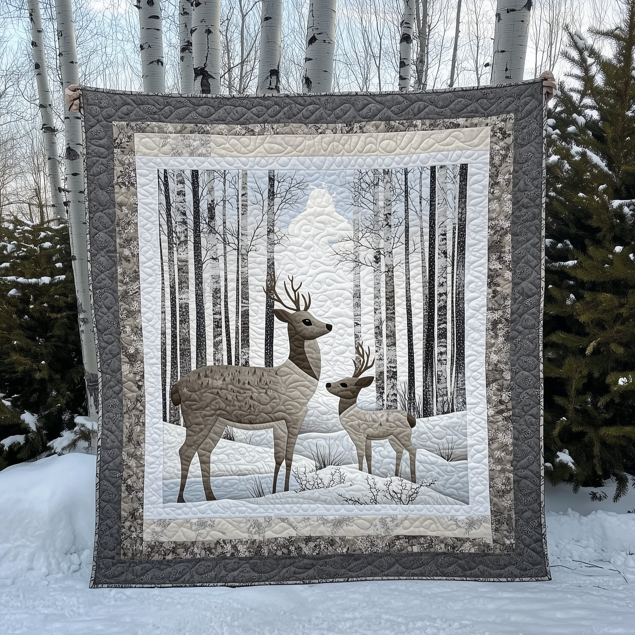 Winter Deer Quilted Blanket Nice Throw Blankets Christmas Gifts For A Deer Hunter Winter Deer Quilted Blanket Nice Throw Blankets Christmas Gifts For A Deer Hunter