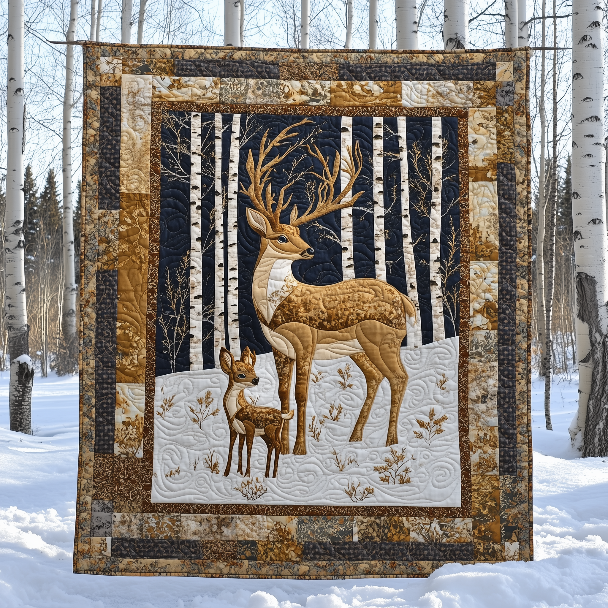 Winter Deer Quilted Blanket Nice Throw Blankets Christmas Gifts For Deer Hunters Winter Deer Quilted Blanket Nice Throw Blankets Christmas Gifts For Deer Hunters