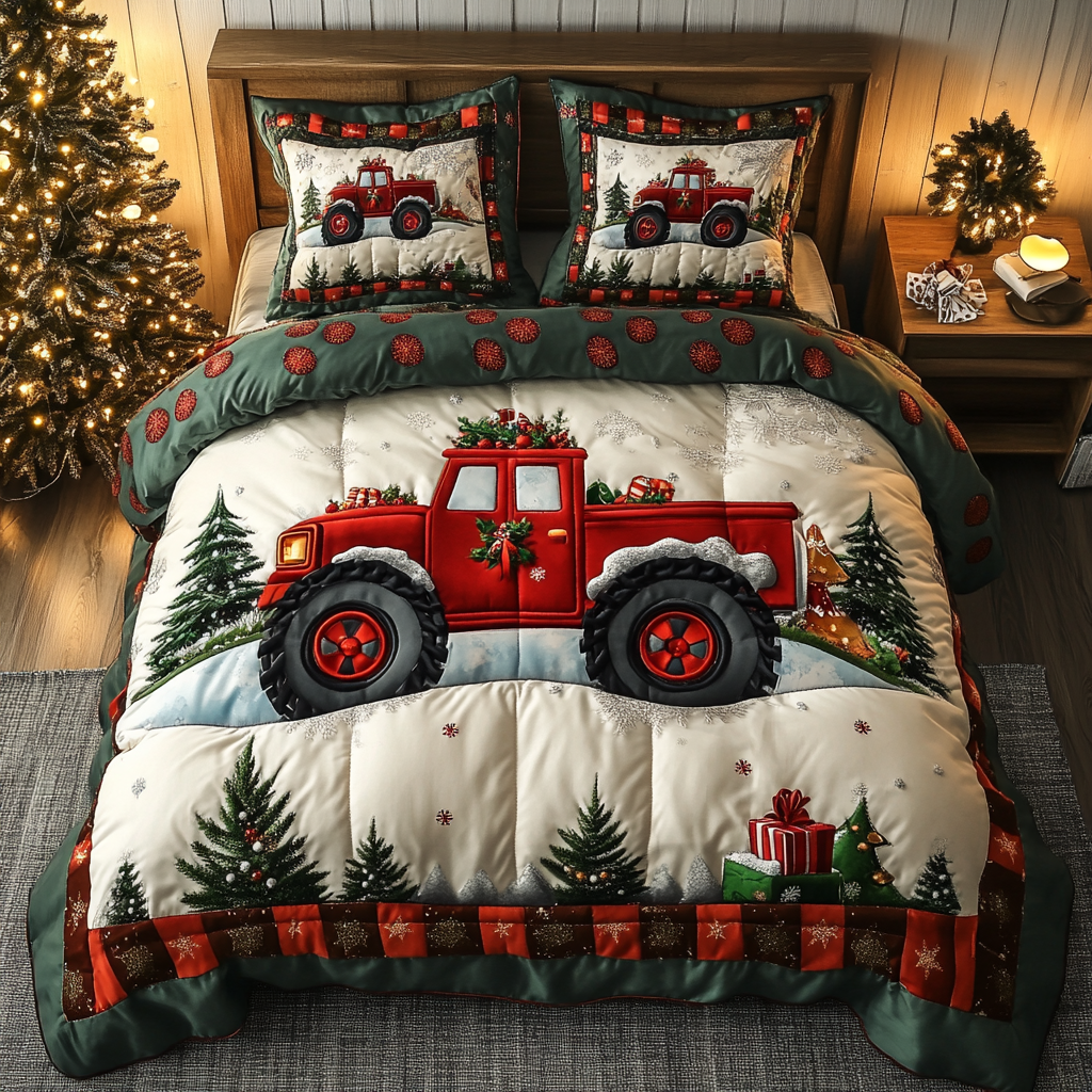 Winter Drive Quilted Bedding Set Mummy Daughter Gifts Winter Drive Quilted Bedding Set Mummy Daughter Gifts