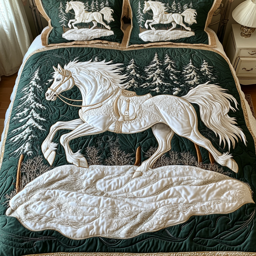 Winter Majesty Quilted Bedding Set Gifts For Horse Lovers Winter Majesty Quilted Bedding Set Gifts For Horse Lovers