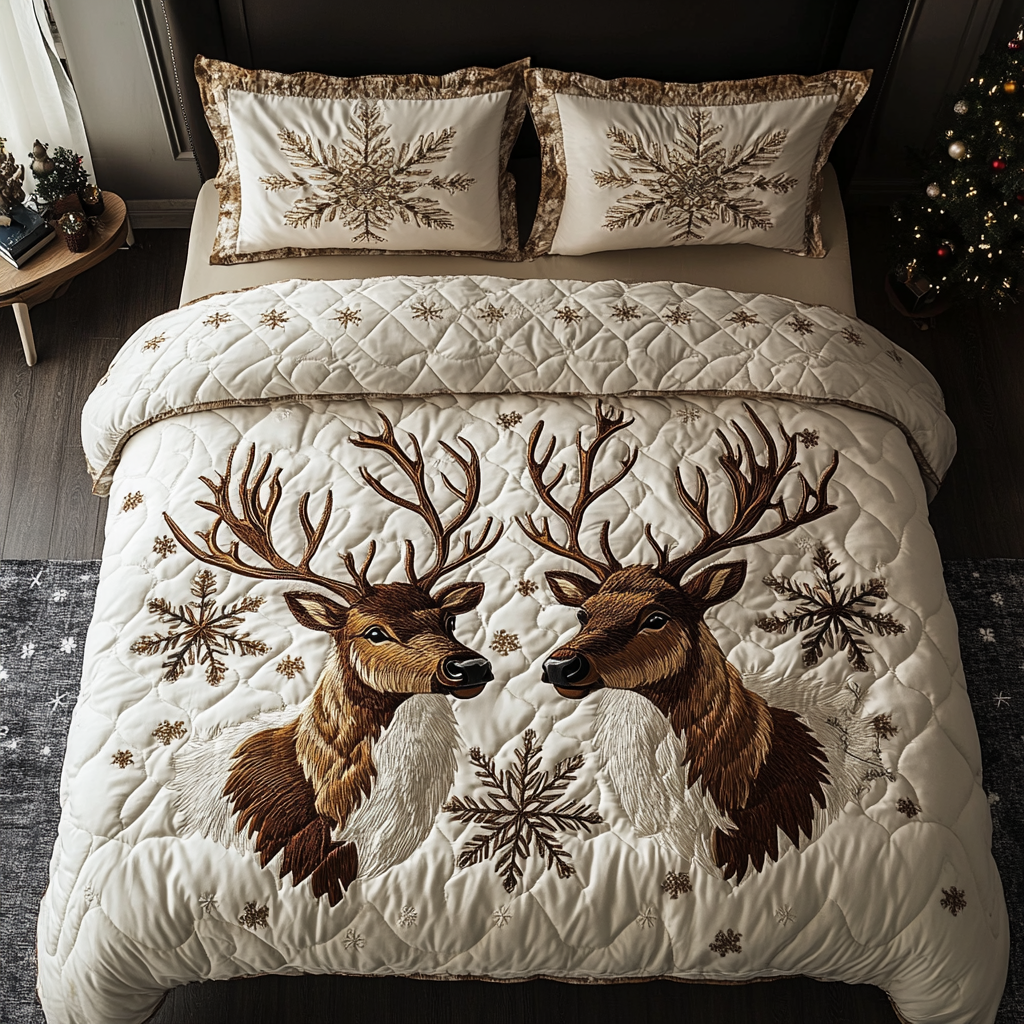 Winter Reins Quilted Bedding Set Christmas Gifts For Men Winter Reins Quilted Bedding Set Christmas Gifts For Men