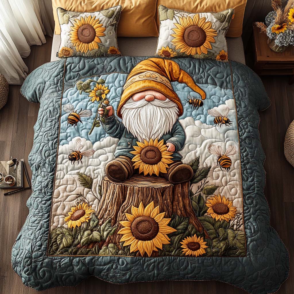 Woodland Charm Quilted Bedding Set Best Gnome Gifts Woodland Charm Quilted Bedding Set Best Gnome Gifts