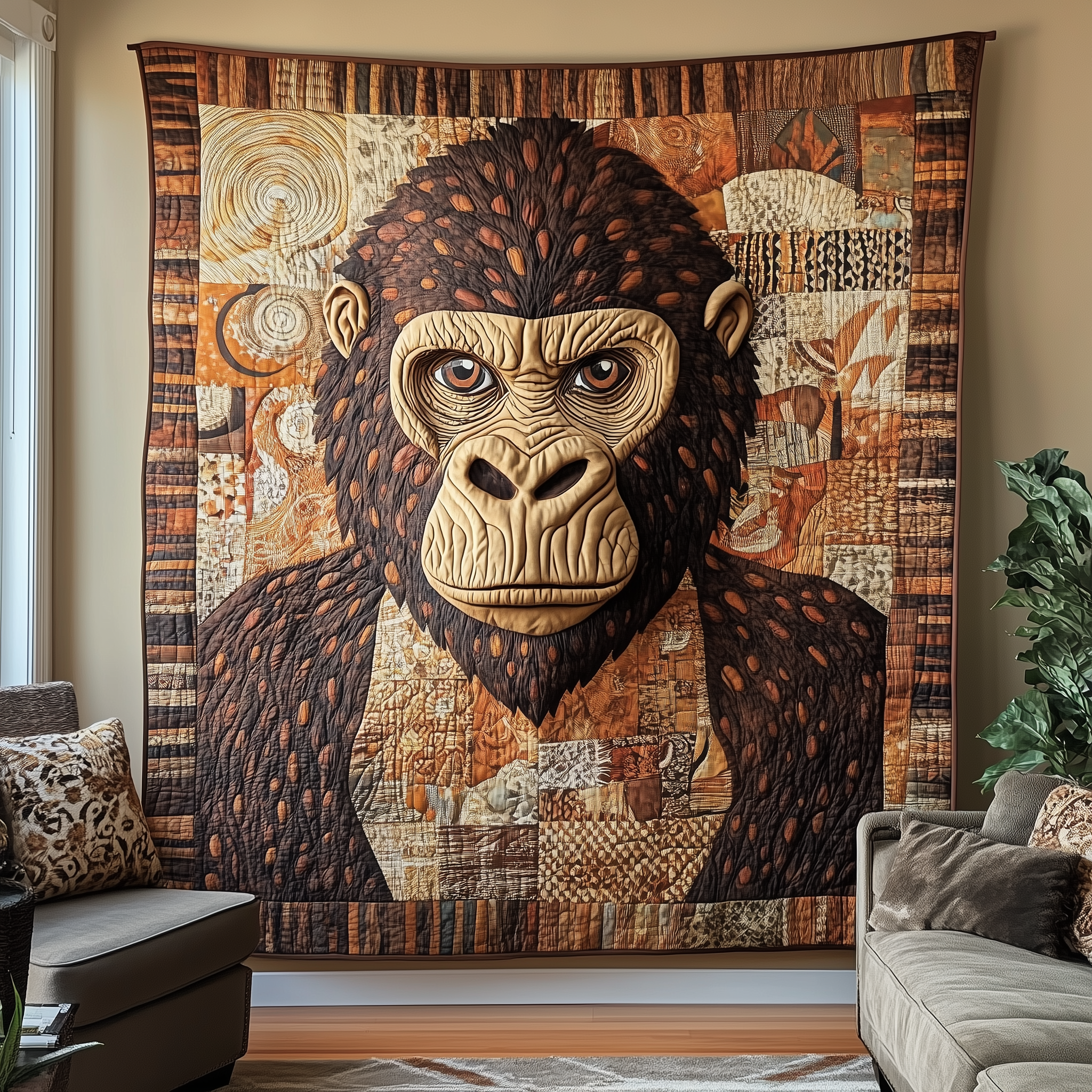 Woodland Gorilla Quilted Blanket Best Throw Blanket Unique Gorilla Gift Items Woodland Gorilla Quilted Blanket Best Throw Blanket Unique Gorilla Gift Items
