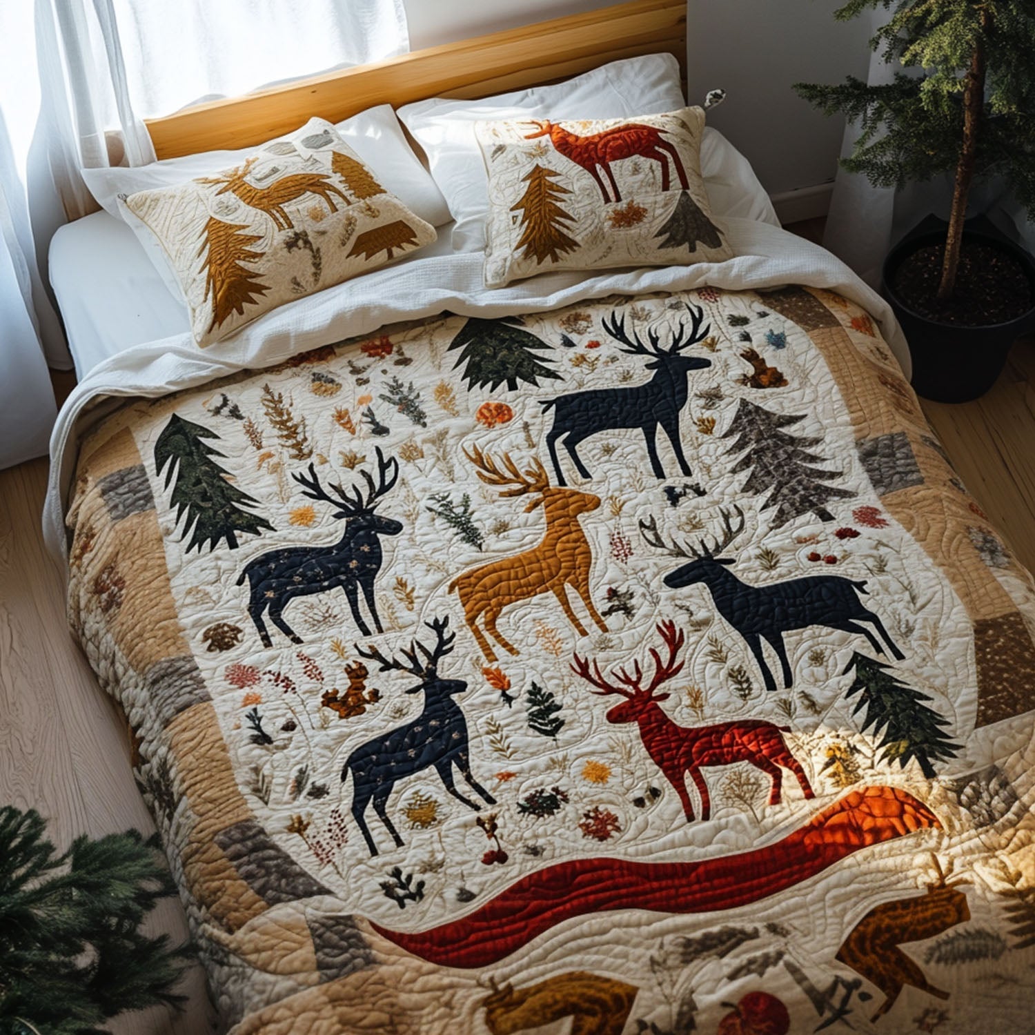 Woodland Grace Quilted Bedding Set Top Gifts For Deer Hunters Woodland Grace Quilted Bedding Set Top Gifts For Deer Hunters