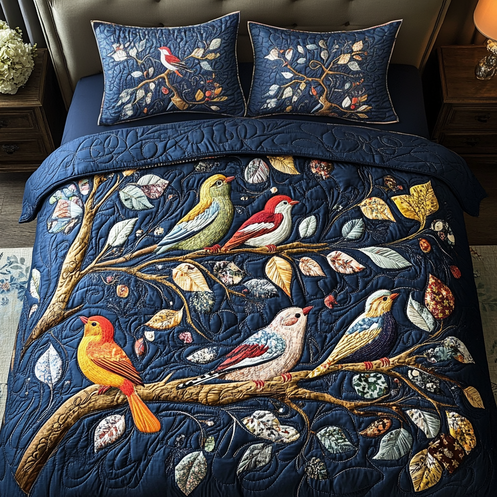 Woodland Serenade Quilted Bedding Set Great Gifts For Birders Woodland Serenade Quilted Bedding Set Great Gifts For Birders