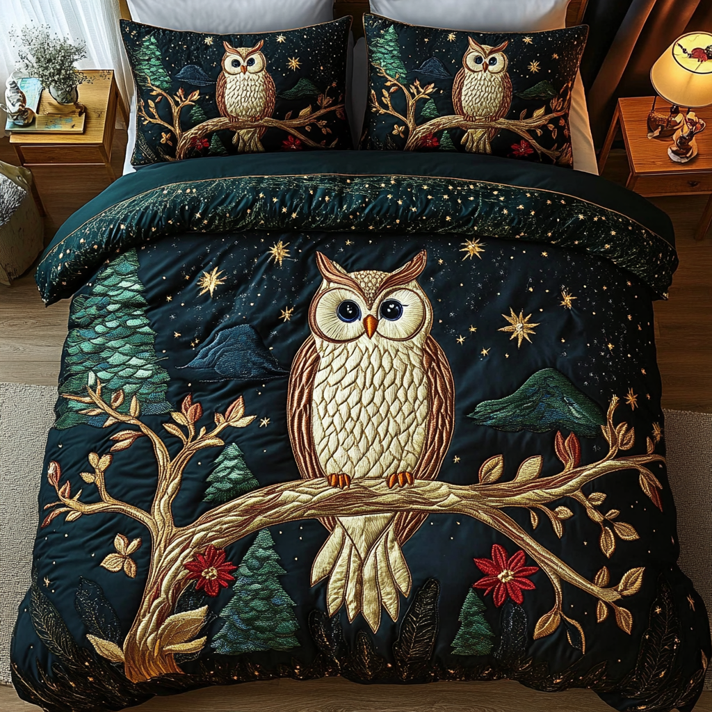 Woodland Wings Quilted Bedding Set Owl Themed Gifts Woodland Wings Quilted Bedding Set Owl Themed Gifts