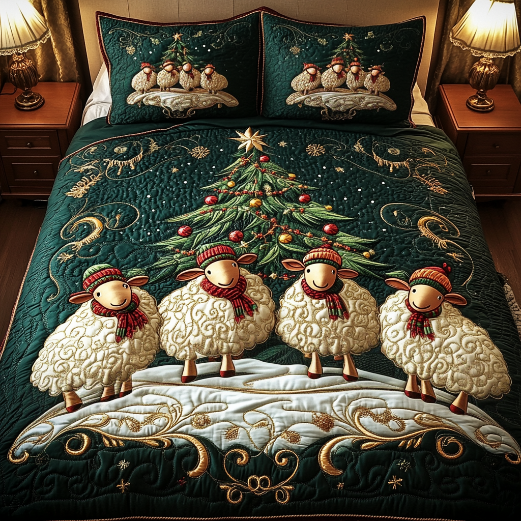 Wooly Wonderland Quilted Bedding Set Gifts For Sheep Farmers Wooly Wonderland Quilted Bedding Set Gifts For Sheep Farmers