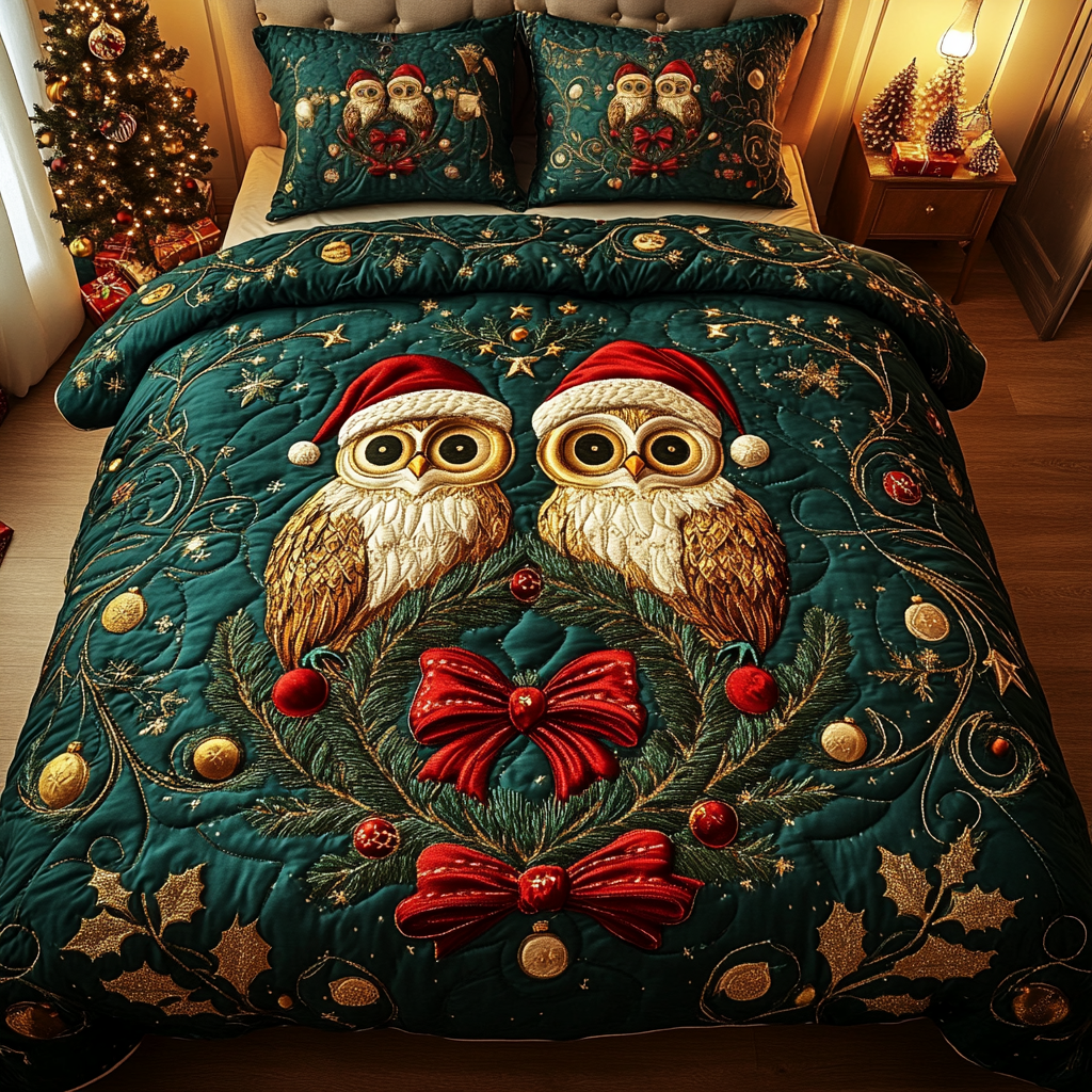 Yule Owl Magic Quilted Bedding Set Owl Gifts For Her Yule Owl Magic Quilted Bedding Set Owl Gifts For Her