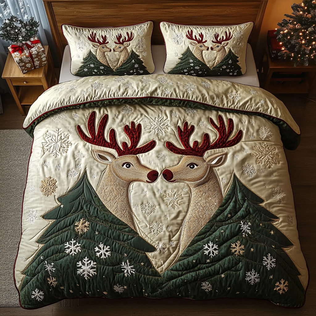 Yuletide Deer Quilted Bedding Set Door Reindeer Christmas Decorations Yuletide Deer Quilted Bedding Set Door Reindeer Christmas Decorations