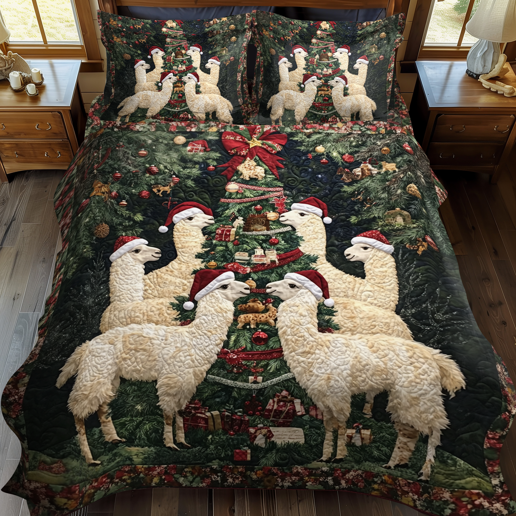 Yuletide Llamas Quilted Bedding Set Gifts For Llama Lovers Yuletide Llamas Quilted Bedding Set Gifts For Llama Lovers