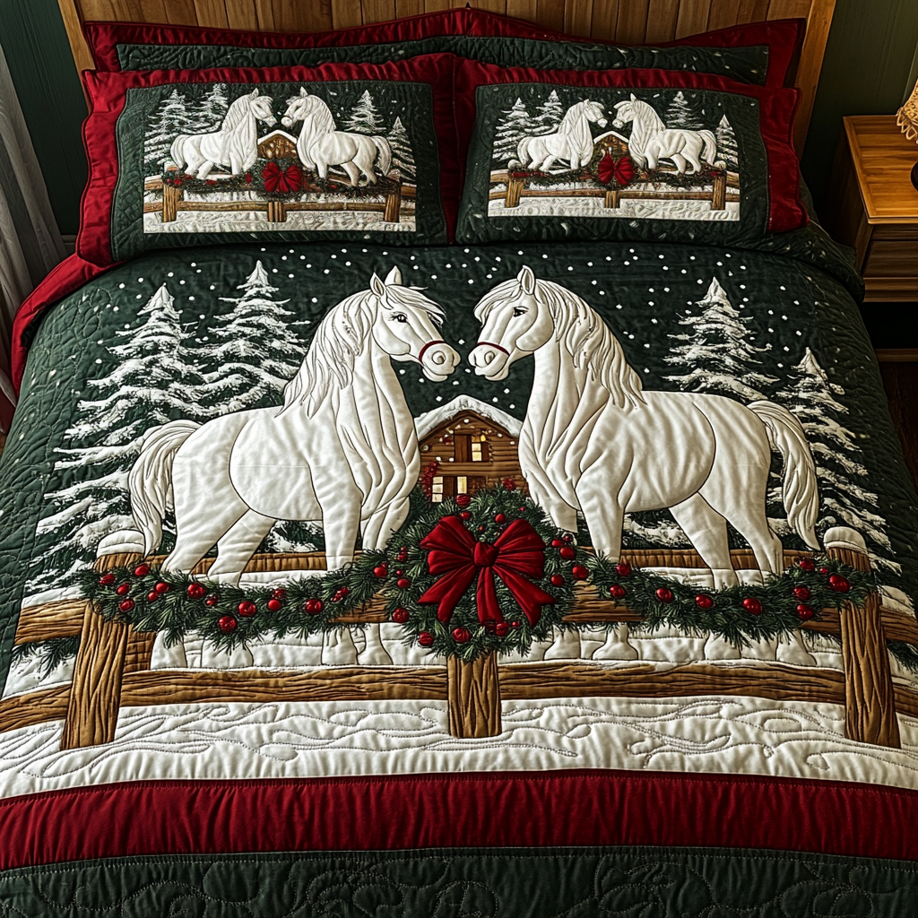Yuletide Pair Quilted Bedding Set Horse Gifts For Adults Yuletide Pair Quilted Bedding Set Horse Gifts For Adults