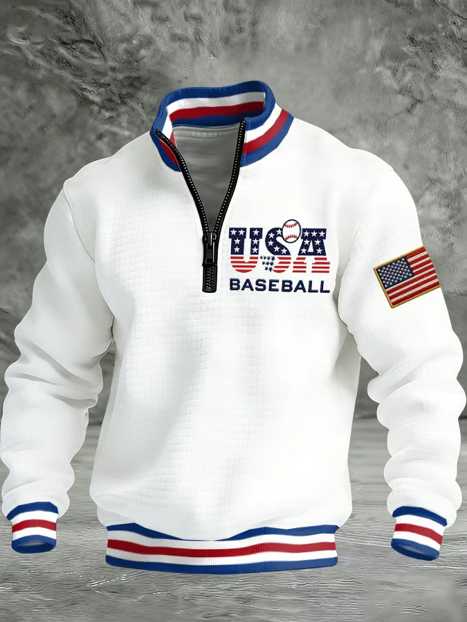 USA Baseball Collar Zippered Sweatshirt World Baseball Classic 2026 Fan Gear Best Gift For Baseball Lovers